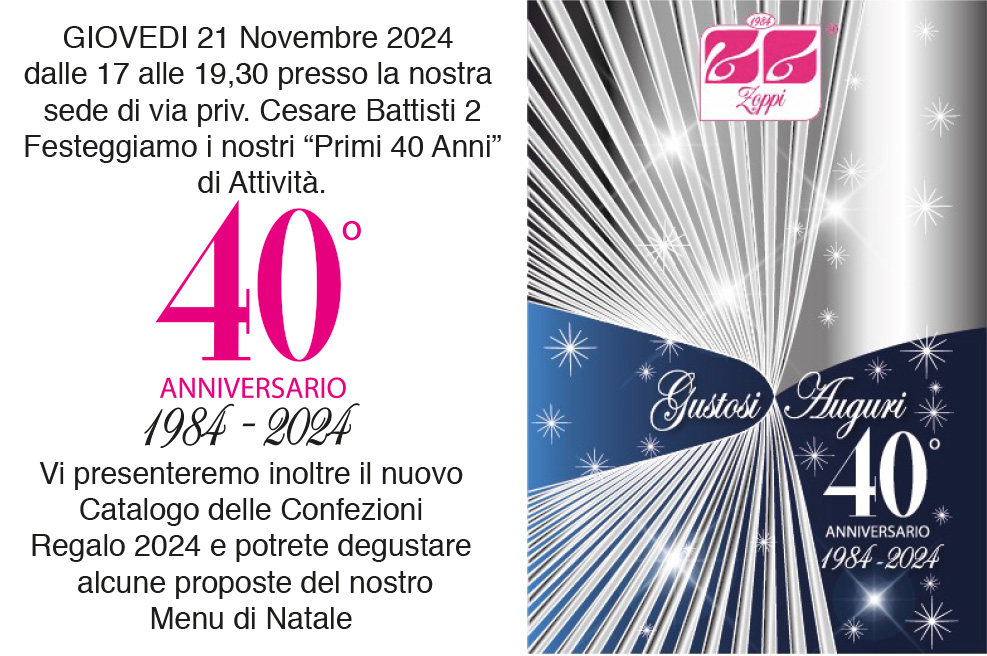 Invito al 40mo anniversario di Zoppi Gastronomia